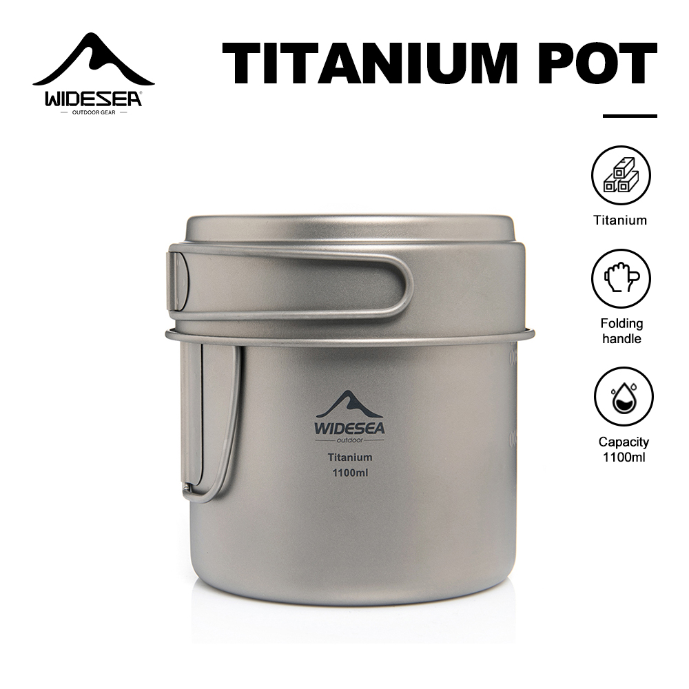 Camping Cooking Set Non Stick - Widesea Ultralight Titanium Camping Pot 1100ml