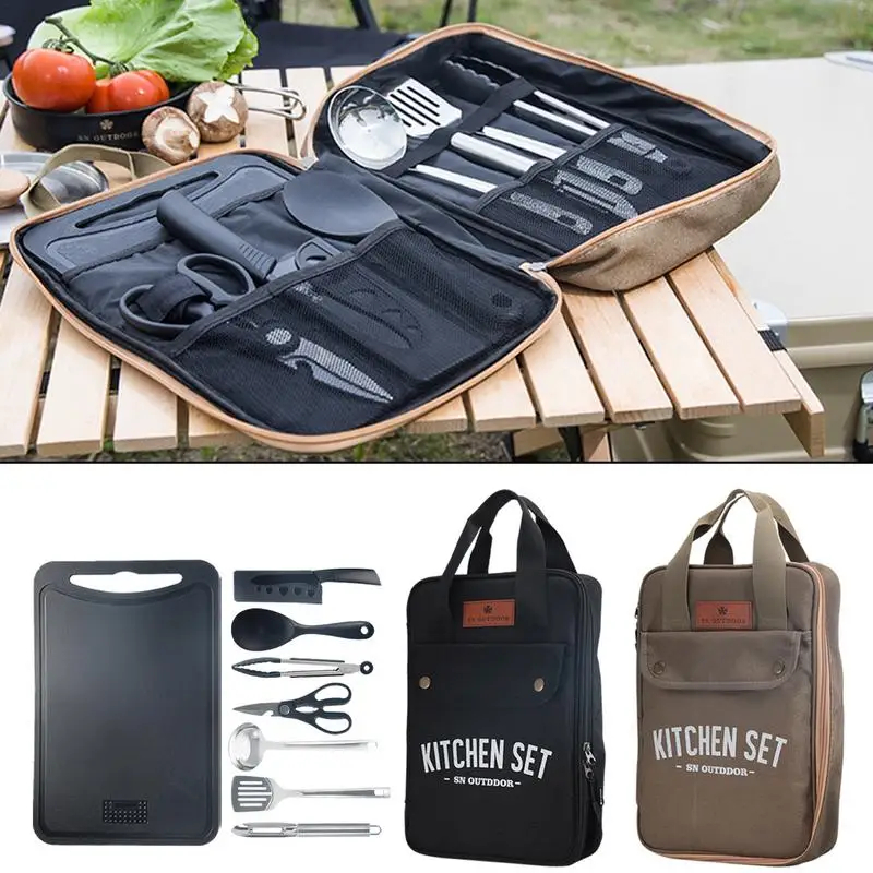 Camping Cooking Unit - 8pcs Camping Kitchen Cookware Set Portable