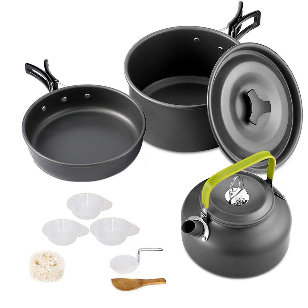 Camping Cooking Ware Set - Cắm Trại Bộ Nồi Nhôm Chống