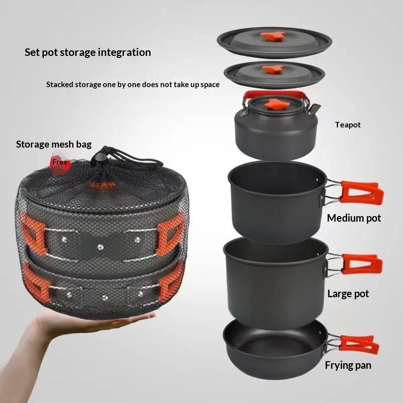 Camping Cooking Ware Set - Portable Aluminum Camping Cookware Kit Lightweight