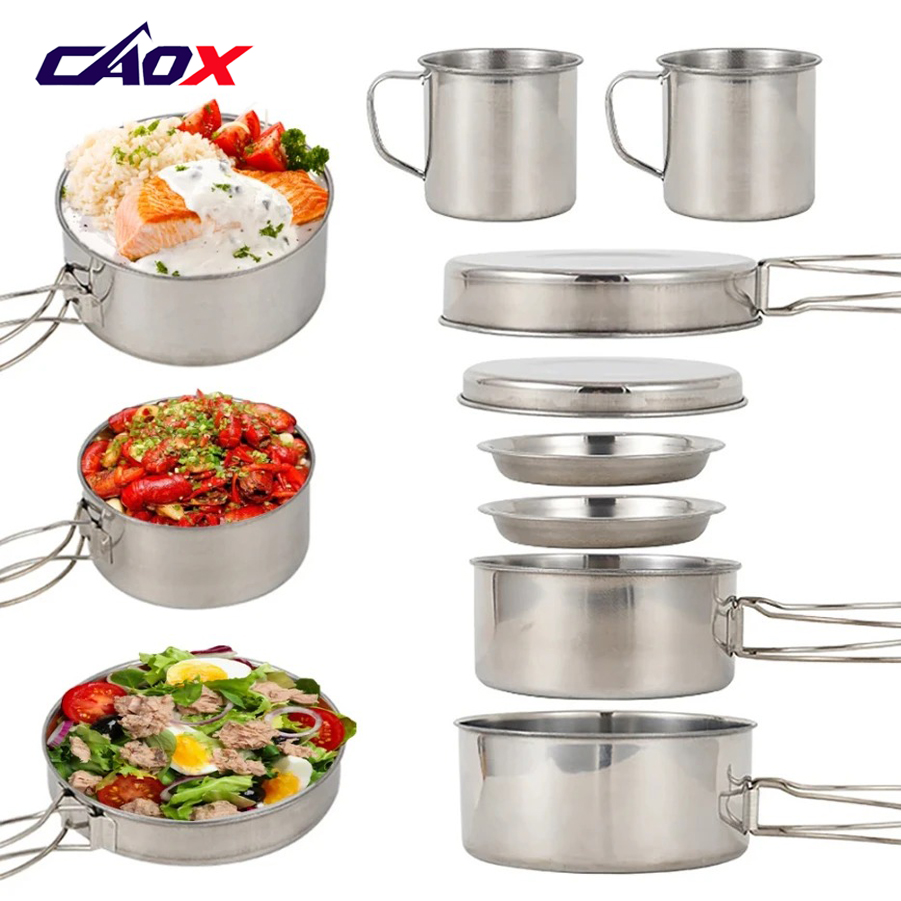 CAOX 8pcs/Set Camping Cookware - đánh giá và giá Camping Cooking Hot Plate