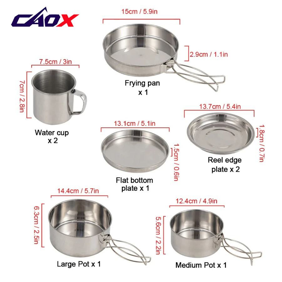 CAOX 8pcs/Set Camping Cookware - đánh giá và giá Camping Cooking Hot Plate