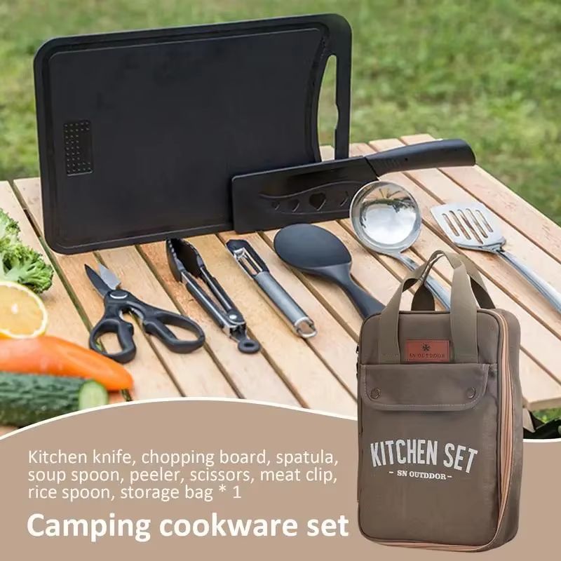 8pcs Camping Kitchen Cookware  - đánh giá và giá Camping Cooking Unit