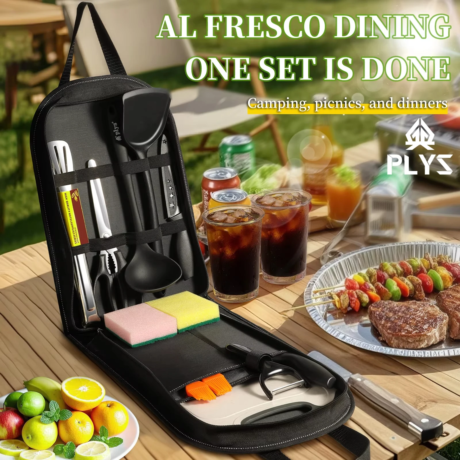 Portable outdoor utensils set  - đánh giá và giá Quechua Camping Cooking Set