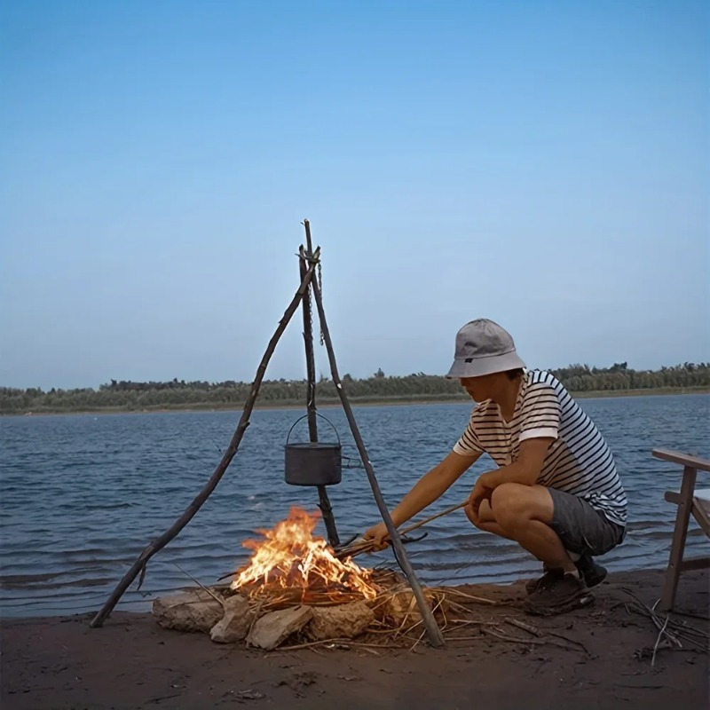 Outdoor BBQ Tripod Portable De - đánh giá và giá Camping Cooking Pot Tripod