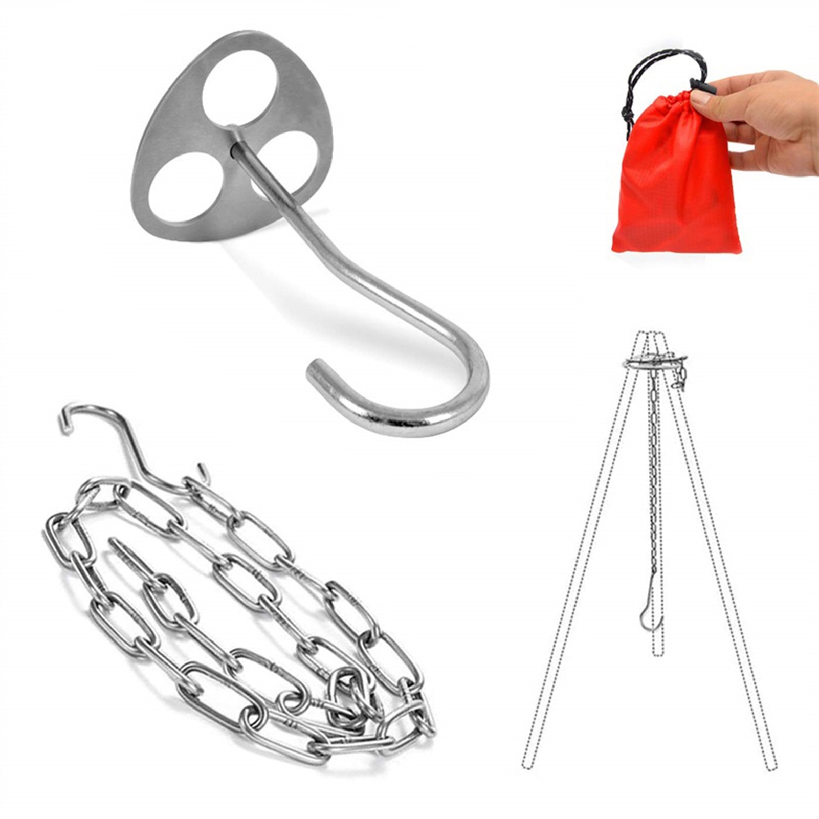 Stainless Steel Camping Tripod - đánh giá và giá Camping Cooking Pot Tripod