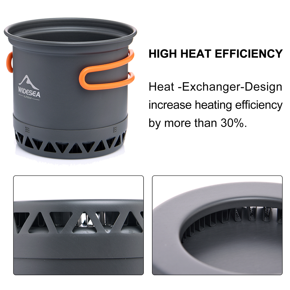 Widesea Camping Pot 1.3L 2.3L  - đánh giá và giá Quechua Camping Cooking Set