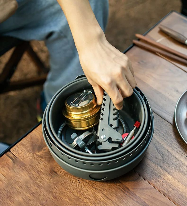 Camping Gas Stove Alcohol Stov - đánh giá và giá Camping Cooking Ware Set