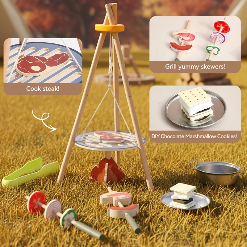 Wooden Kids Camping Barbecue T - đánh giá và giá Camping Cooking Kids