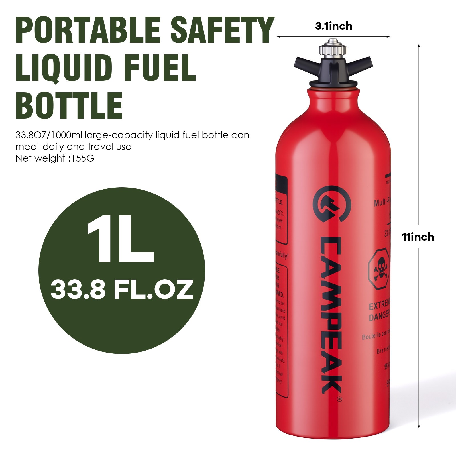 CAMPEAK Liquid Fuel Bottle Can - đánh giá và giá Camping Cooking Oil Bottle