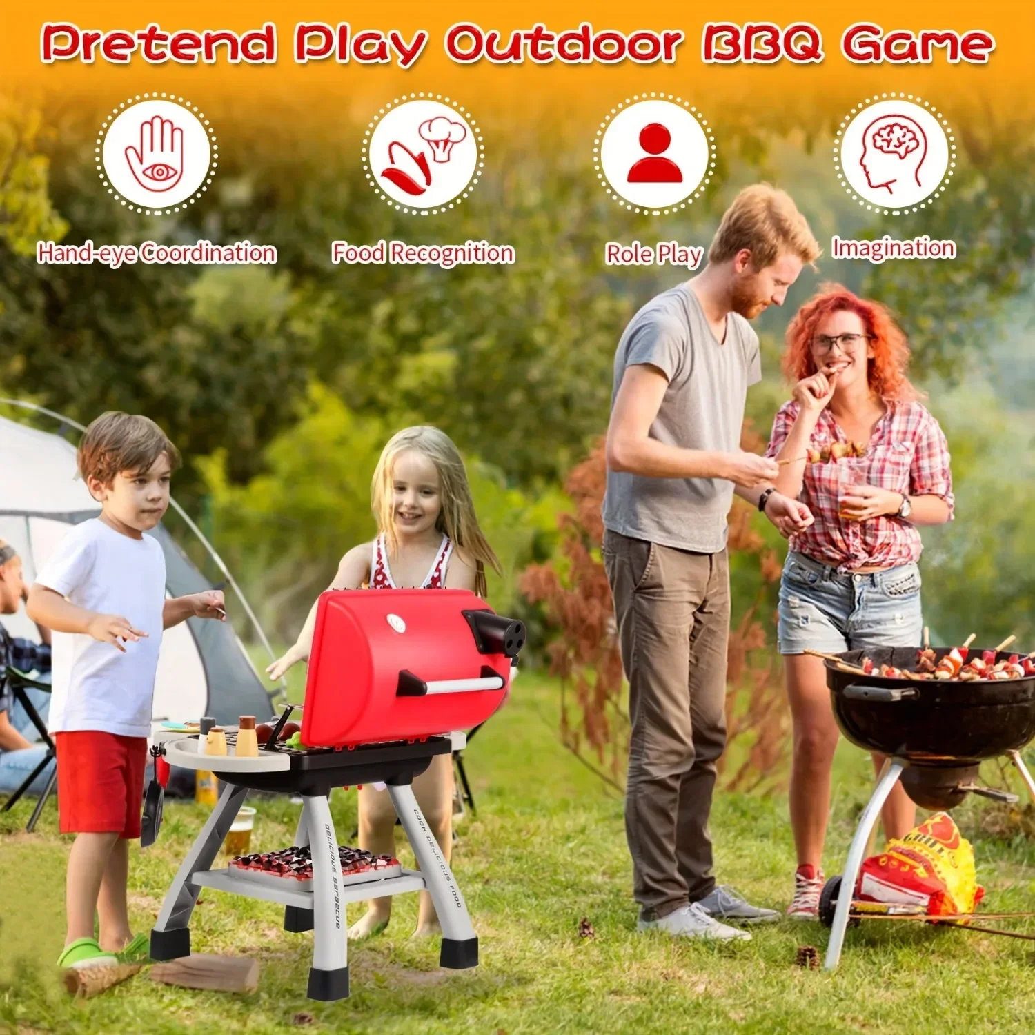 Barbecue Grill Toy Set Kids BB - đánh giá và giá Camping Cooking Kids