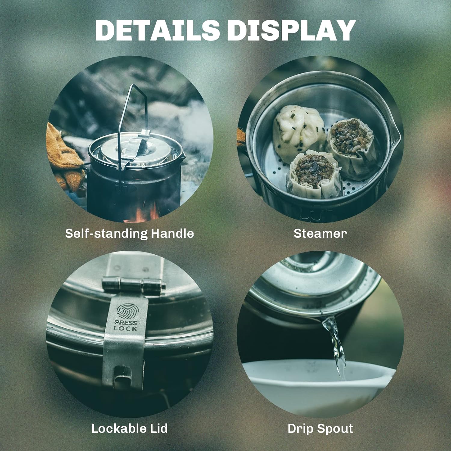 Lửa-Phong 1.2L Nồi Xửng Hấp In - đánh giá và giá Camping Cooking Unit