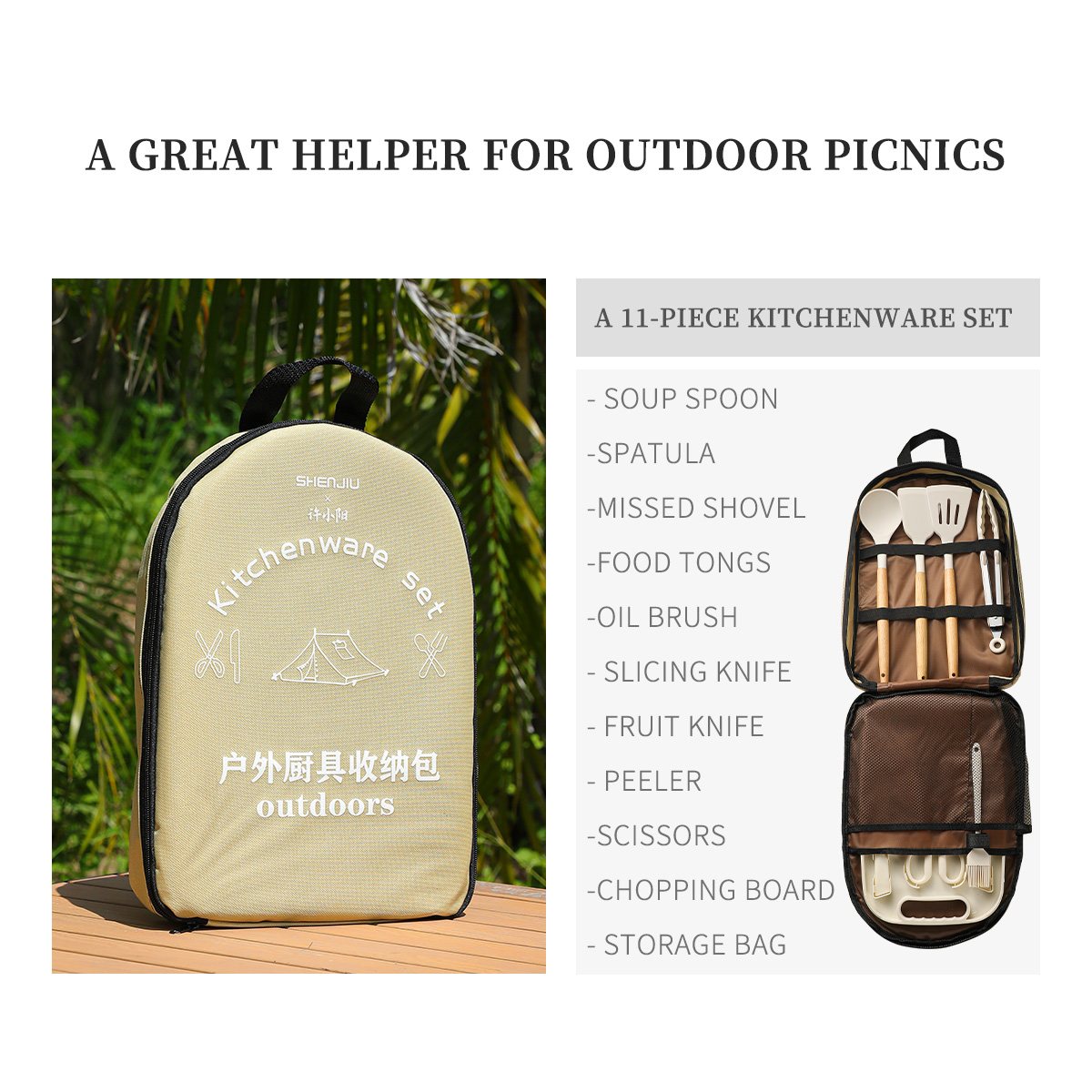 Portable Outdoor Picnic Set Kn - đánh giá và giá Camping Cooking Set Non Stick