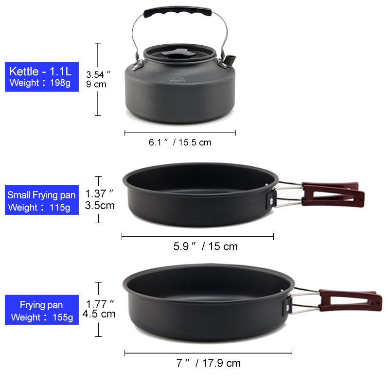 Widesea Camping Cookware Set O - đánh giá và giá Quechua Camping Cooking Set