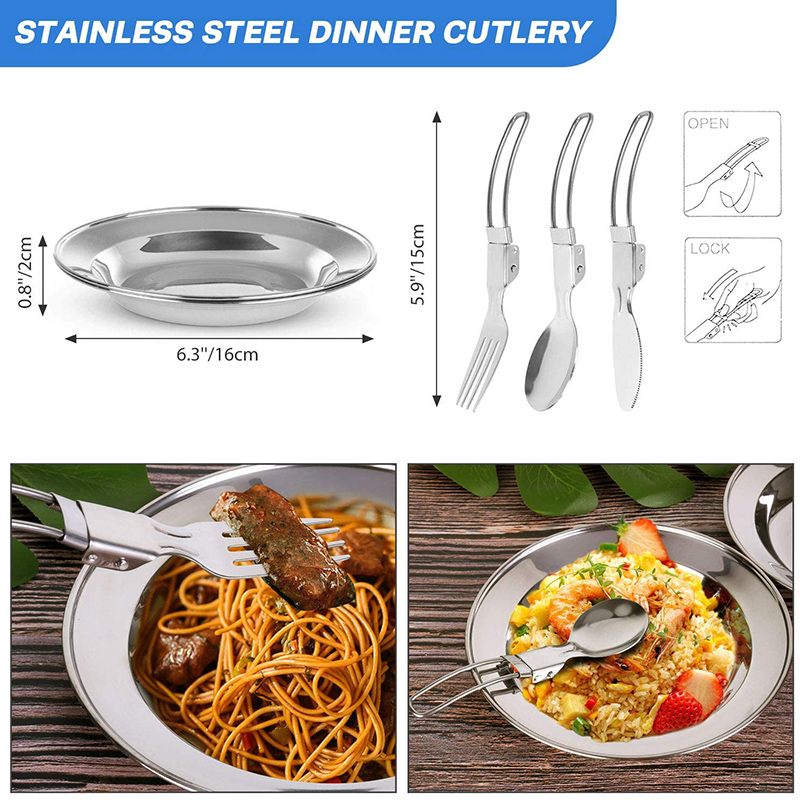 1 Set Outdoor Pot Pan Camping  - đánh giá và giá Camping Cooking Set Non Stick