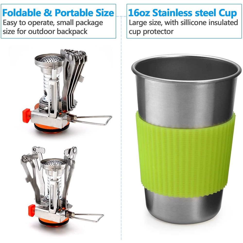 Camping Cookware Kit with Stov - đánh giá và giá Camping Cooking Unit